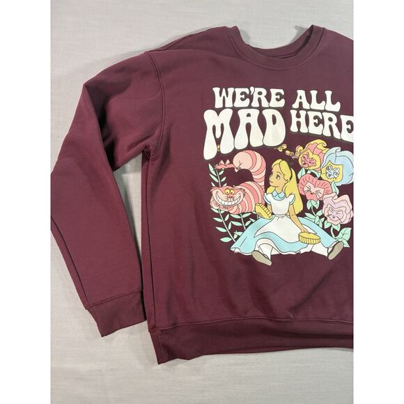 Disney Alice in Wonderland Sweatshirt Women’s Medium “We’re All Mad Here” - Picture 3 of 7